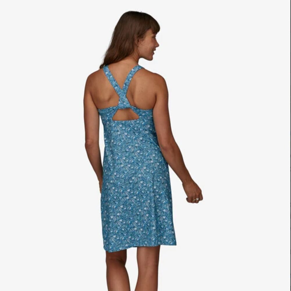 Patagonia Magnolia Spring Dress Lago Blue Large NWOT Travel Athletic Dress - Picture 2 of 8